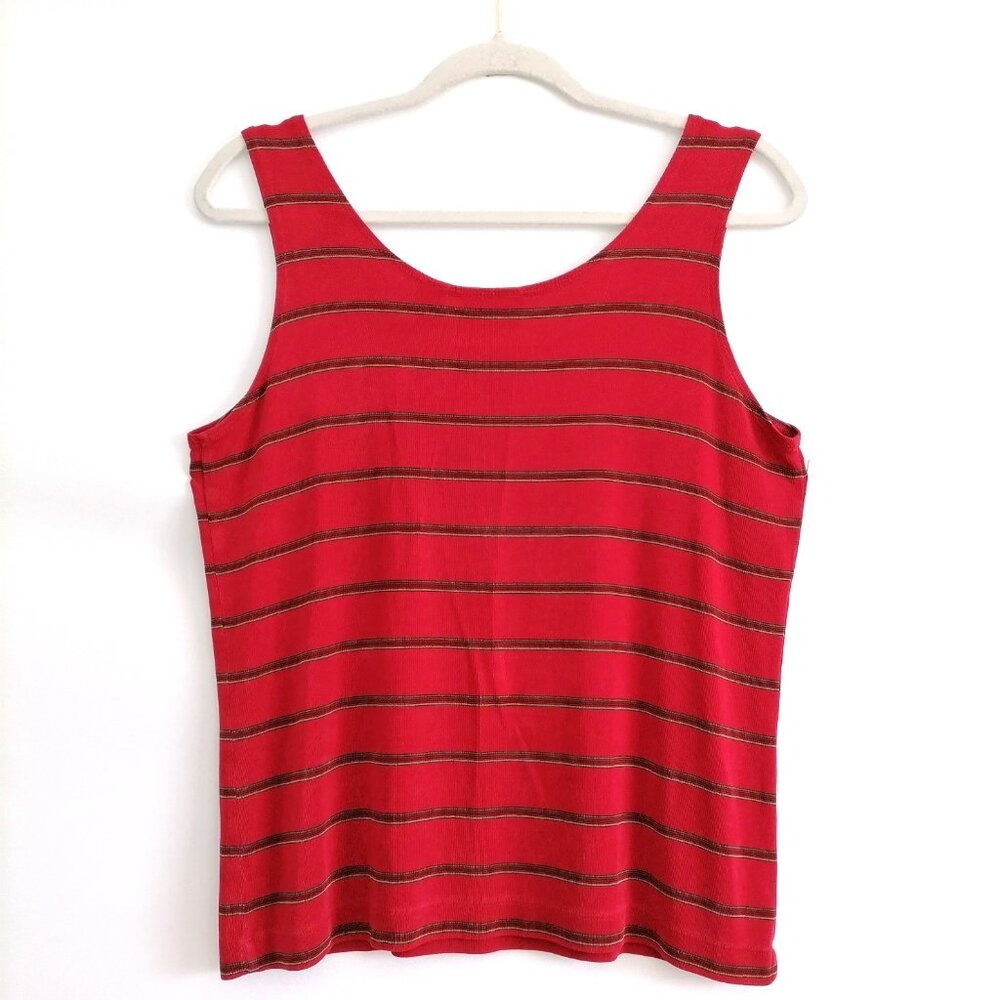 Travelers By Chico's Womens Red Y2K Preppy Striped Tank Top Size 2 US Large - Picture 4 of 6